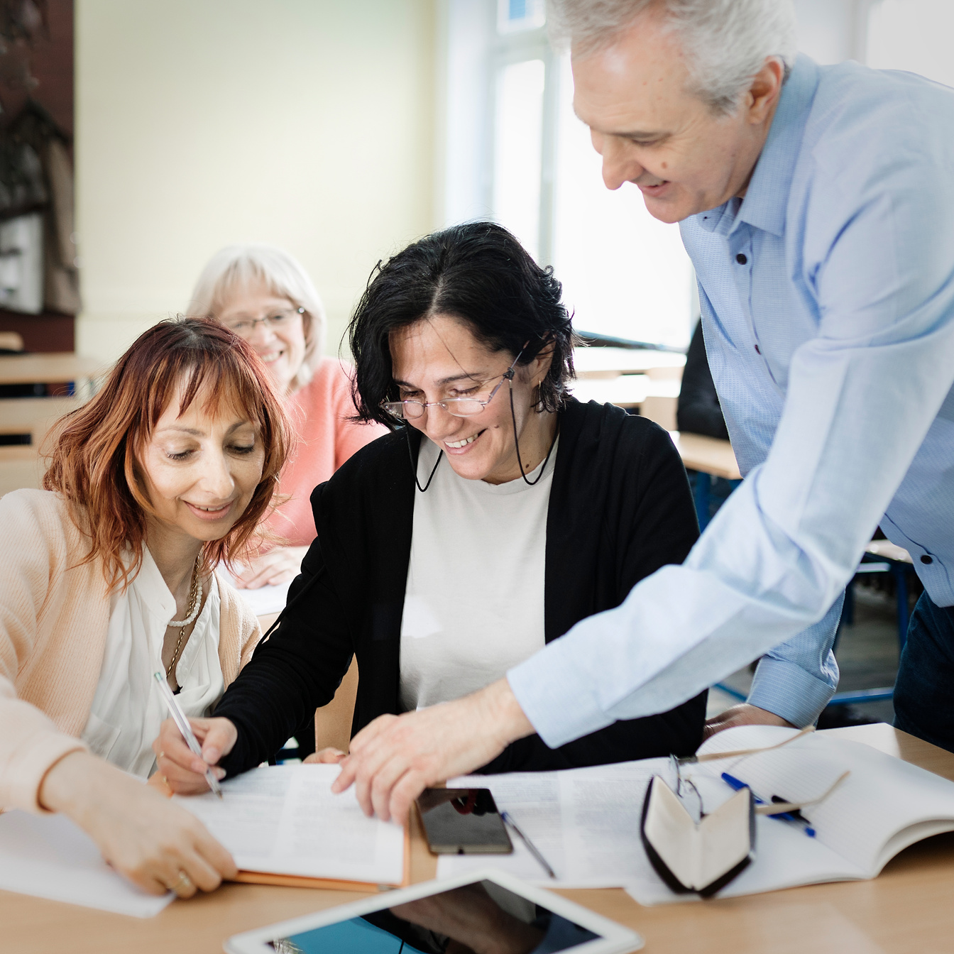 Adult students studying